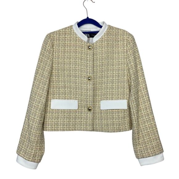 ZARA Textured Short Blazer - Picture 1 of 10